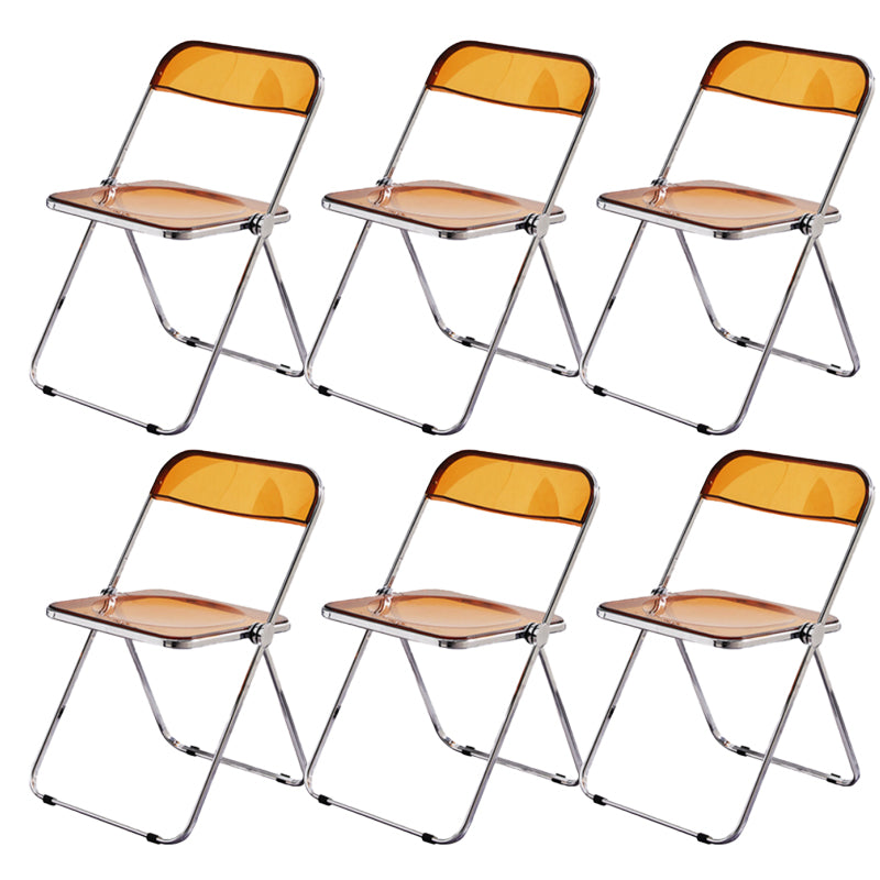 Modern Foldable Backrest Acrylic Chair with Metal Legs for Dining Room