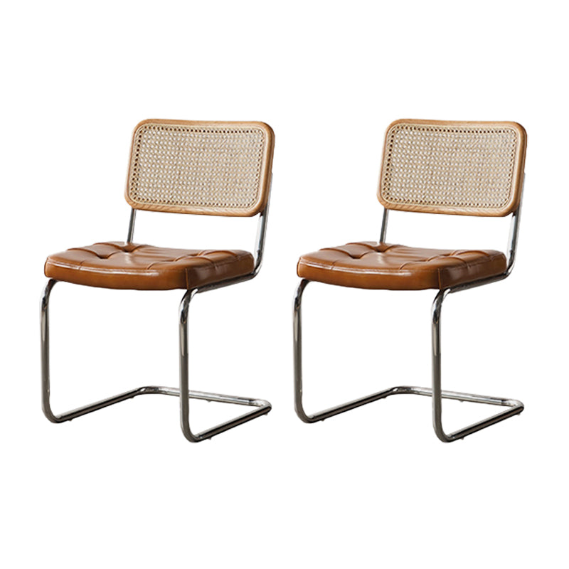 Modern Backrest Cushion Chair with Metal Base for Dining Room