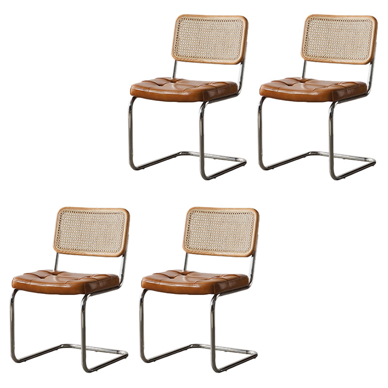 Modern Backrest Cushion Chair with Metal Base for Dining Room