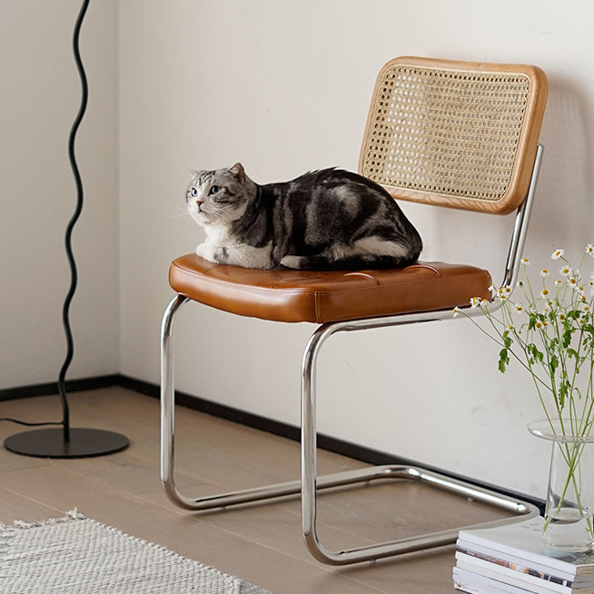 Modern Backrest Cushion Chair with Metal Base for Dining Room