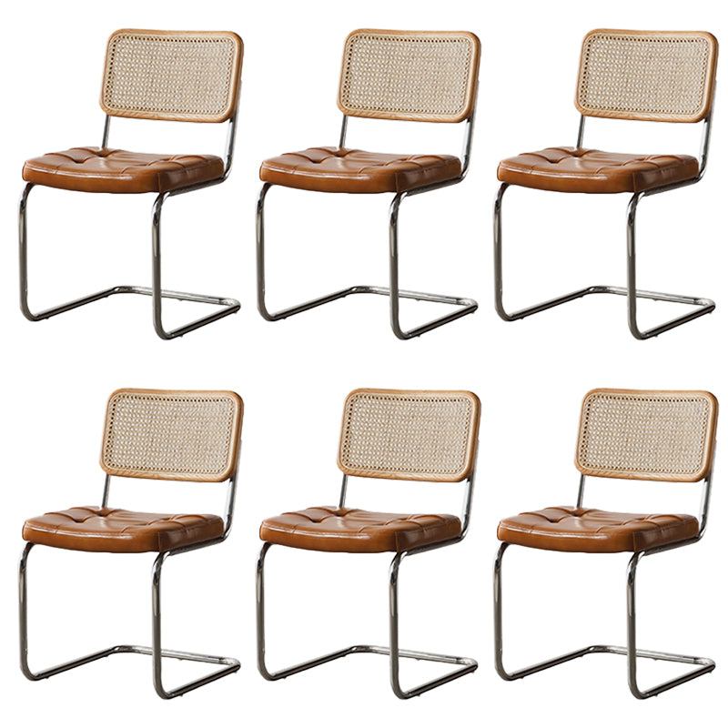 Modern Backrest Cushion Chair with Metal Base for Dining Room