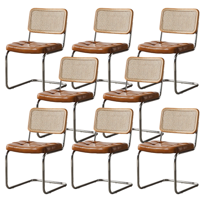 Modern Backrest Cushion Chair with Metal Base for Dining Room