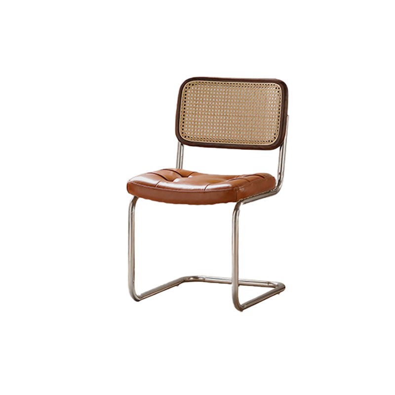 Modern Backrest Cushion Chair with Metal Base for Dining Room