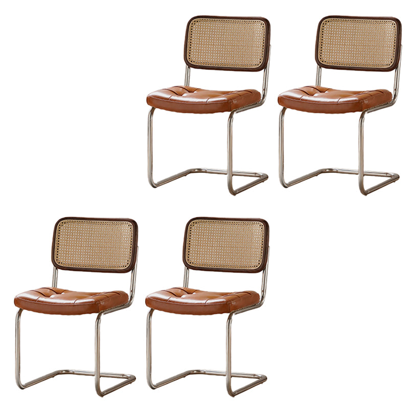 Modern Backrest Cushion Chair with Metal Base for Dining Room