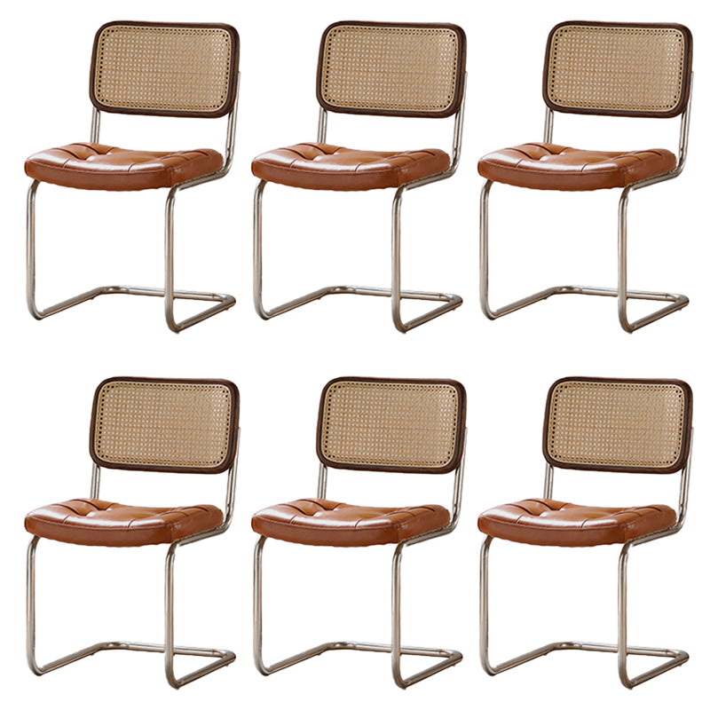 Modern Backrest Cushion Chair with Metal Base for Dining Room