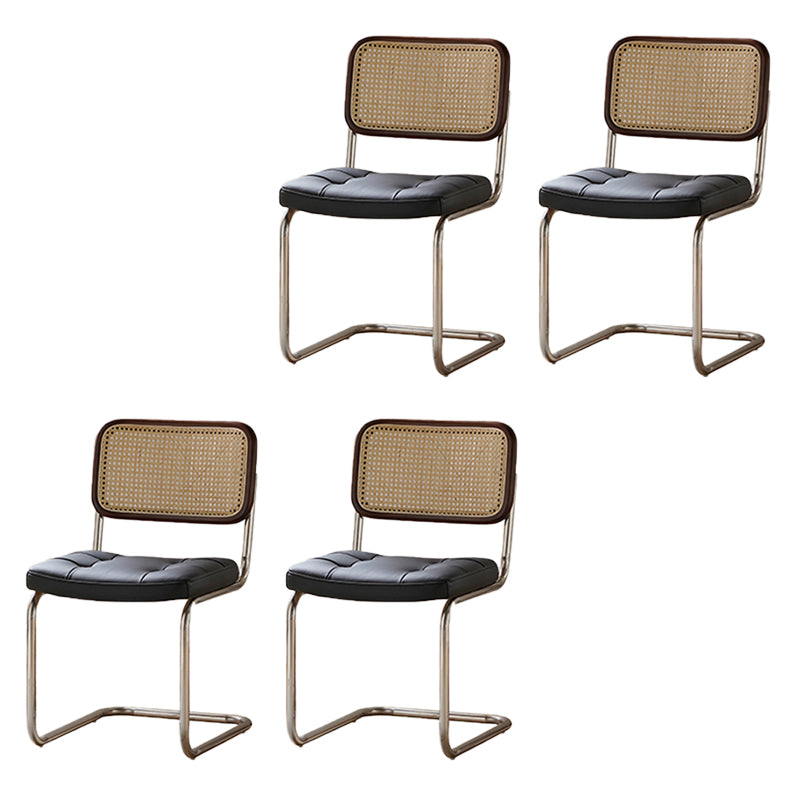 Modern Backrest Cushion Chair with Metal Base for Dining Room