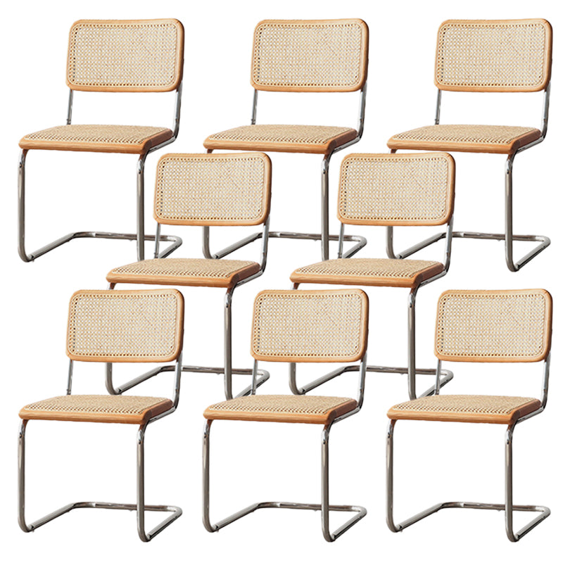 Modern Backrest Cushion Chair with Metal Base for Dining Room