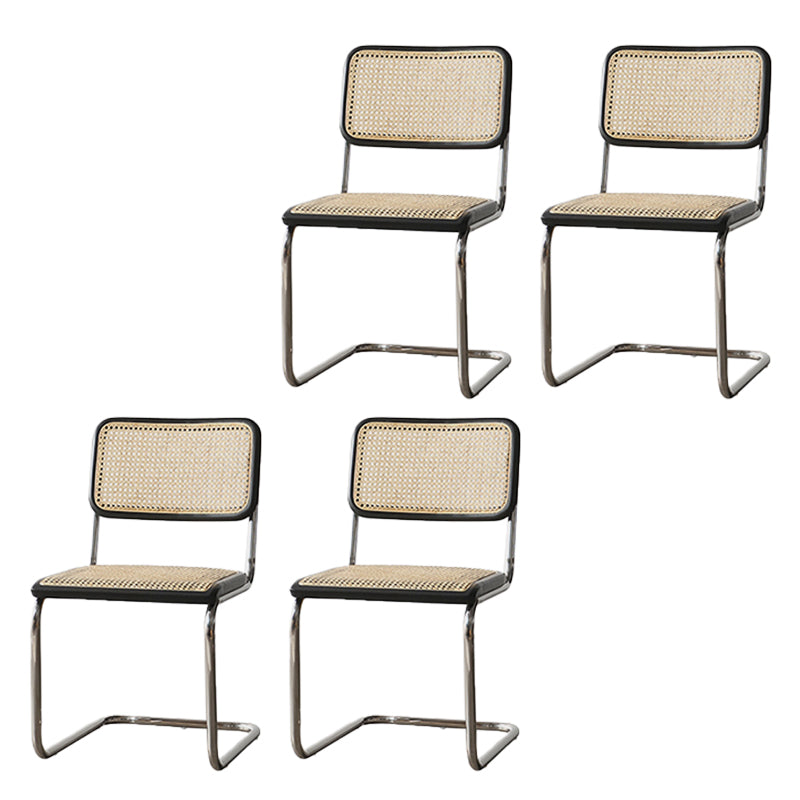 Modern Backrest Cushion Chair with Metal Base for Dining Room