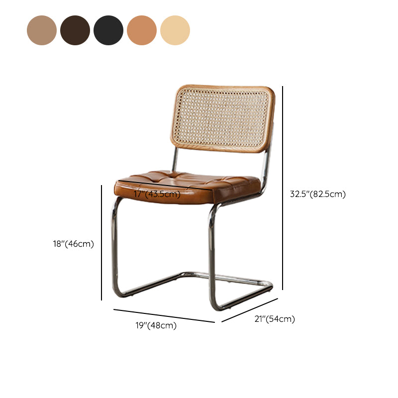 Modern Backrest Cushion Chair with Metal Base for Dining Room