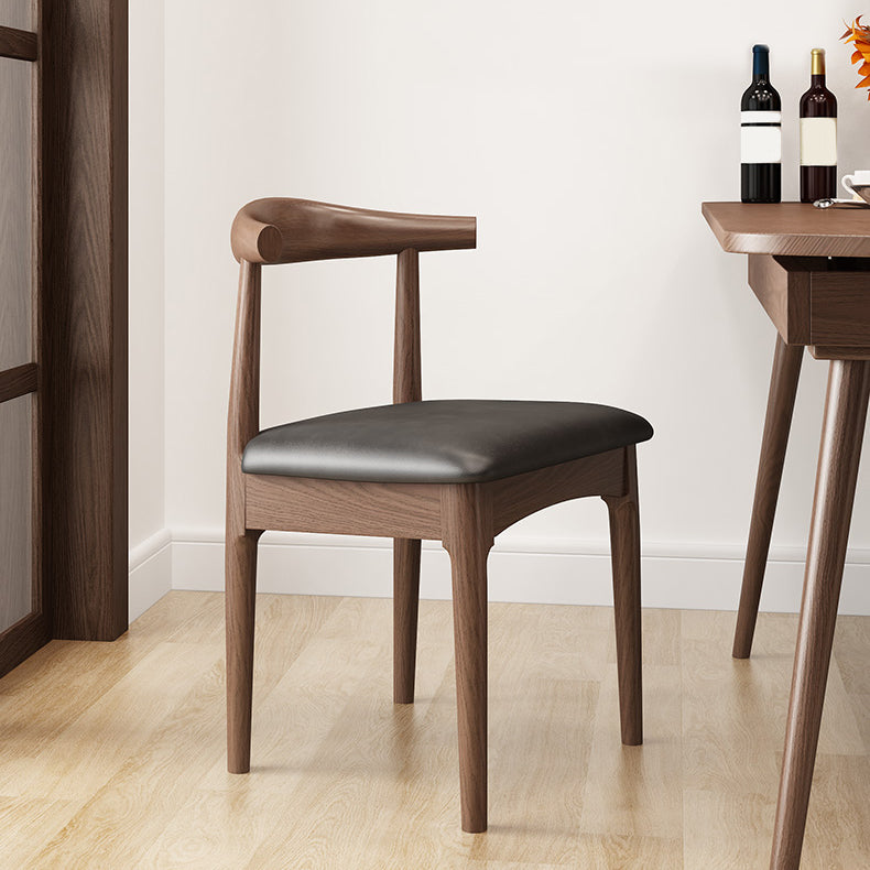 Modern Armless Backrest Chair with Rubber Wood Legs for Dining Room