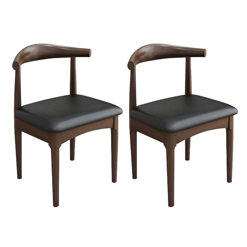 Modern Armless Backrest Chair with Rubber Wood Legs for Dining Room
