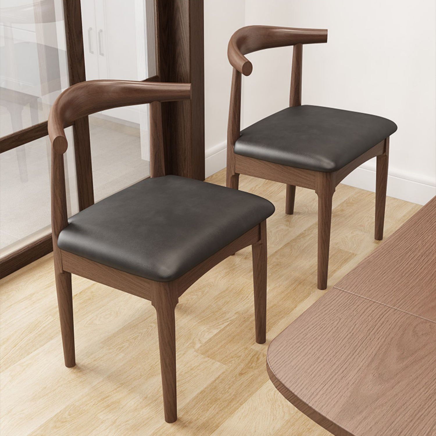 Modern Armless Backrest Chair with Rubber Wood Legs for Dining Room