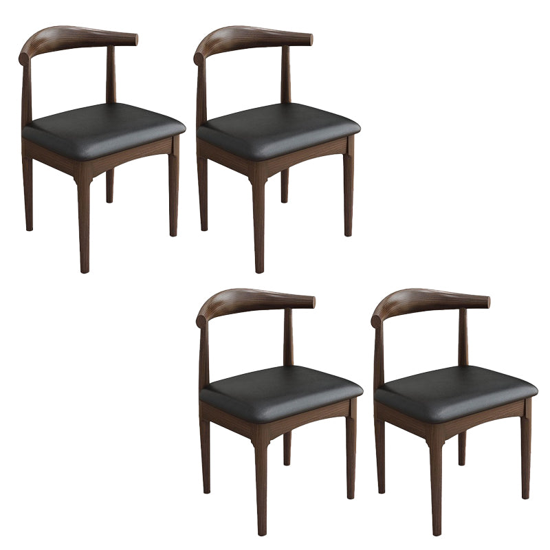 Modern Armless Backrest Chair with Rubber Wood Legs for Dining Room