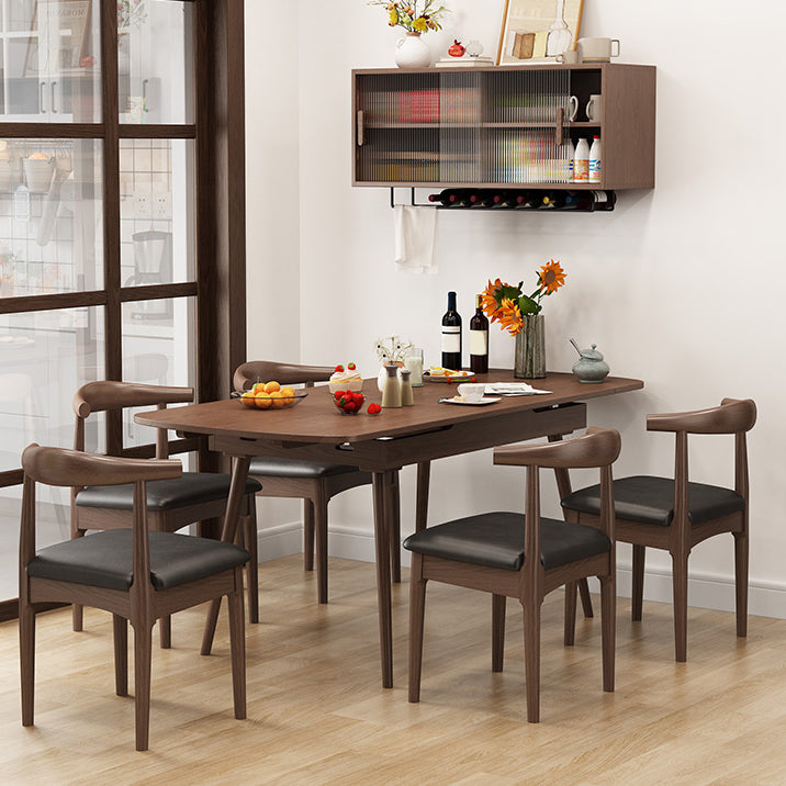 Modern Armless Backrest Chair with Rubber Wood Legs for Dining Room