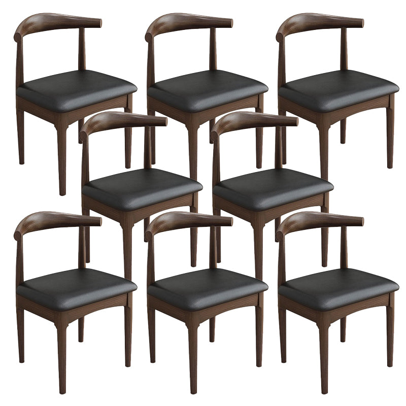Modern Armless Backrest Chair with Rubber Wood Legs for Dining Room