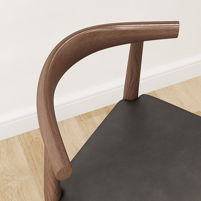 Modern Armless Backrest Chair with Rubber Wood Legs for Dining Room