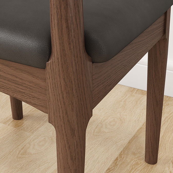 Modern Armless Backrest Chair with Rubber Wood Legs for Dining Room