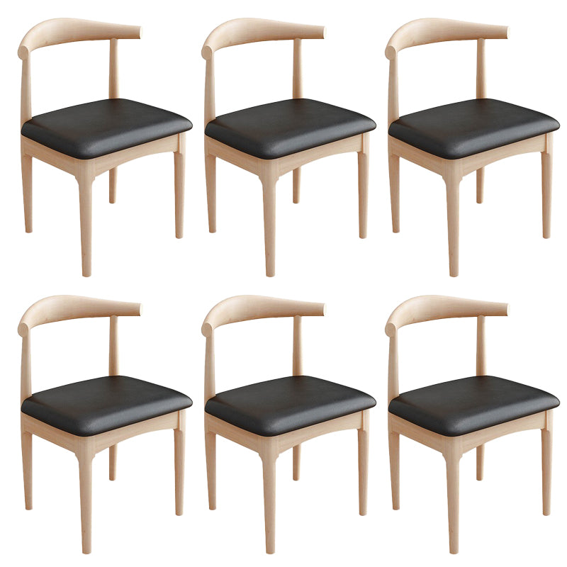 Modern Armless Backrest Chair with Rubber Wood Legs for Dining Room