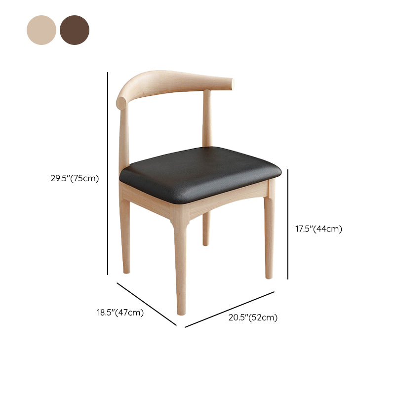 Modern Armless Backrest Chair with Rubber Wood Legs for Dining Room