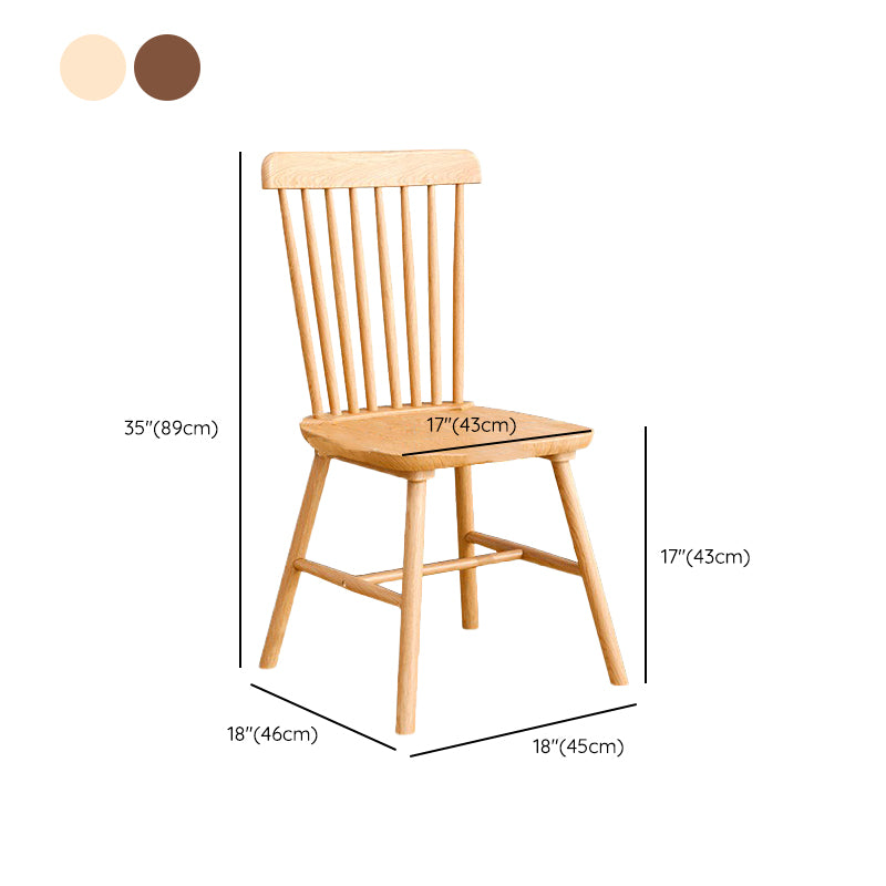 Modern Armless Backrest Chair with Rubber Wood Legs for Dining Room