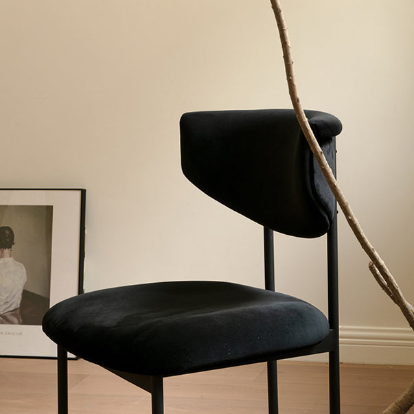 Nordic Armless Backrest Cushion Chair with Metal Legs for Dining Room