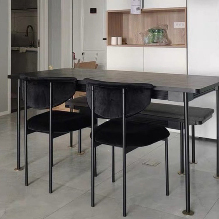 Nordic Armless Backrest Cushion Chair with Metal Legs for Dining Room