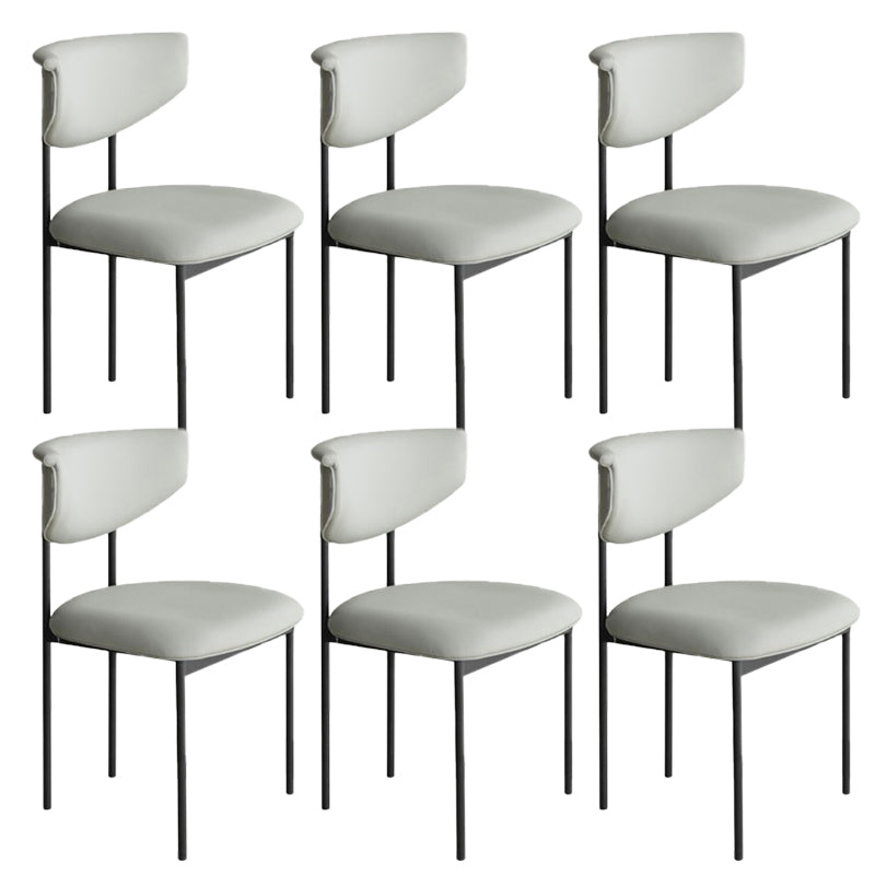 Nordic Armless Backrest Cushion Chair with Metal Legs for Dining Room