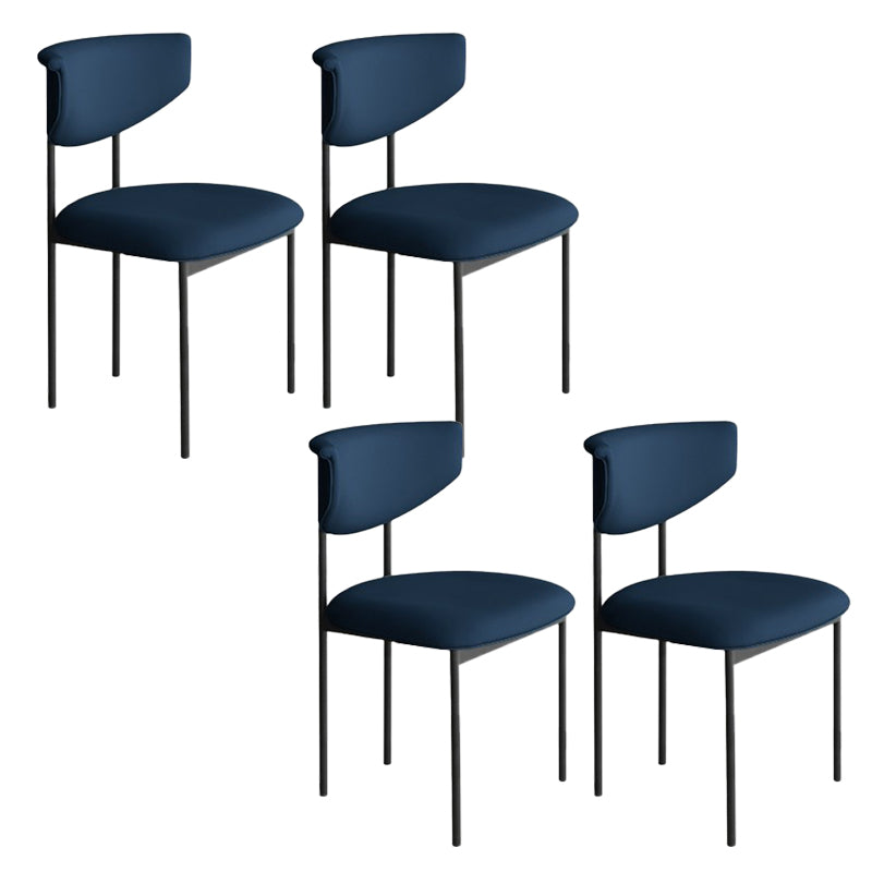 Nordic Armless Backrest Cushion Chair with Metal Legs for Dining Room