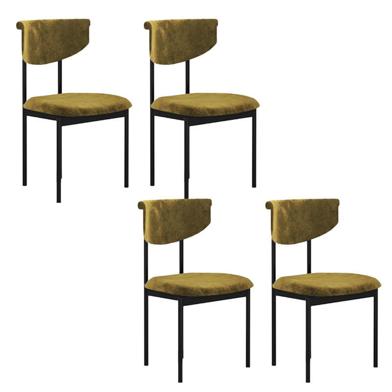 Nordic Armless Backrest Cushion Chair with Metal Legs for Dining Room