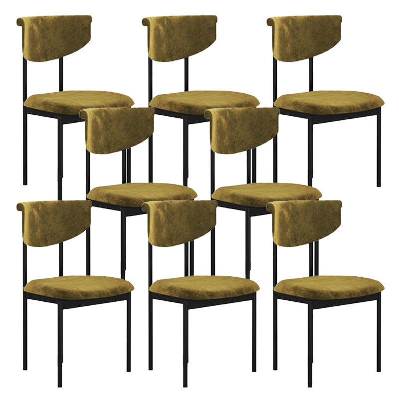 Nordic Armless Backrest Cushion Chair with Metal Legs for Dining Room