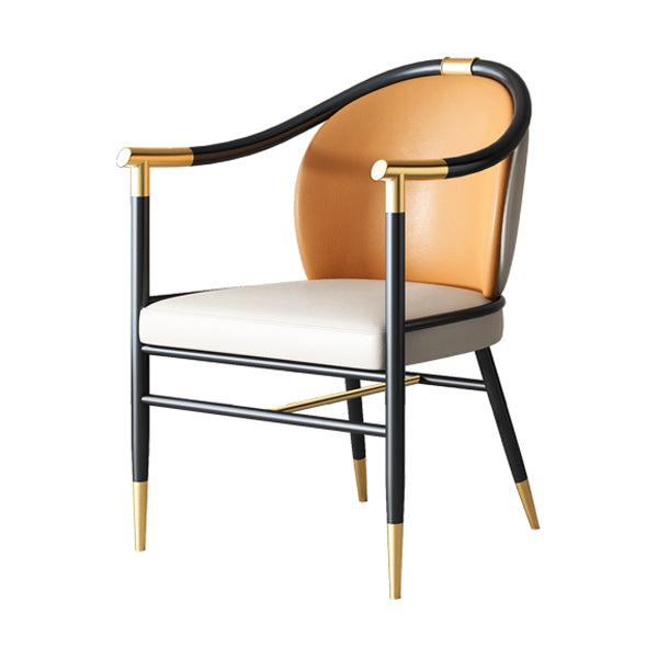 Modern Backrest Armrest Cushion Chair with Metal Legs for Living Room