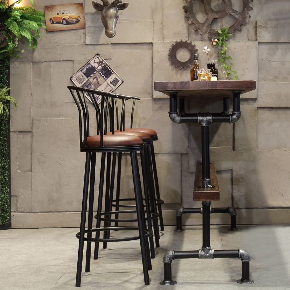 1/4/7 Pieces Industrial Rectangular Wood Top Pub Table with Metal Bar Stool Set