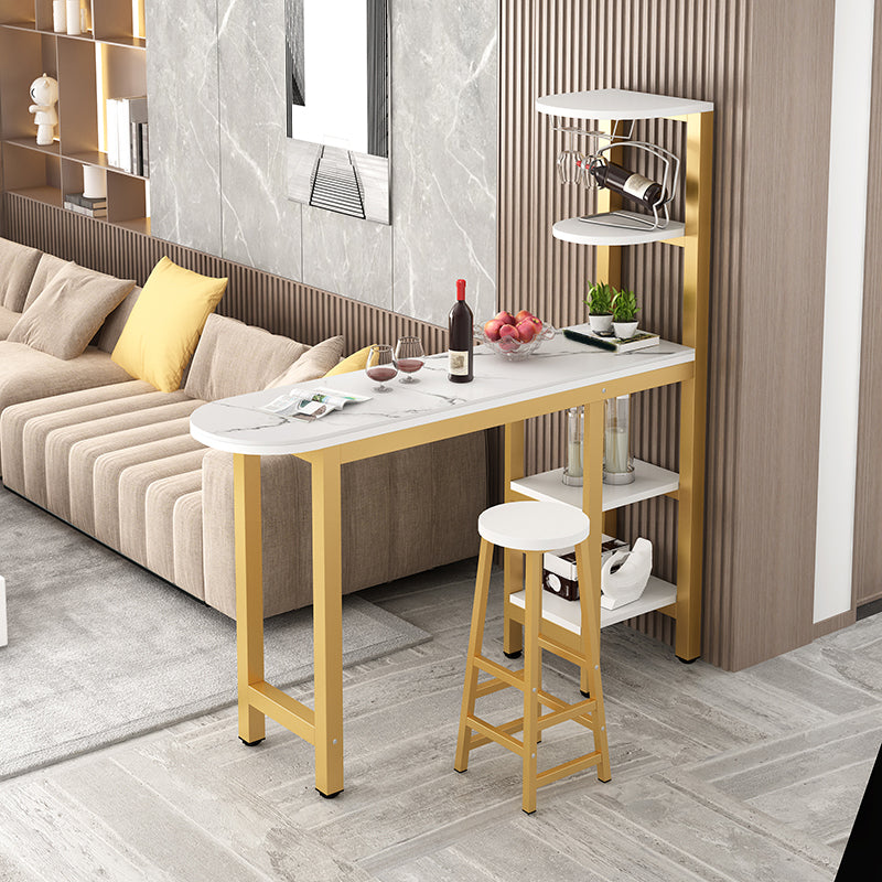 1/2 Piece Pub Dining Set Glam Style Bar Table with Metal Stool