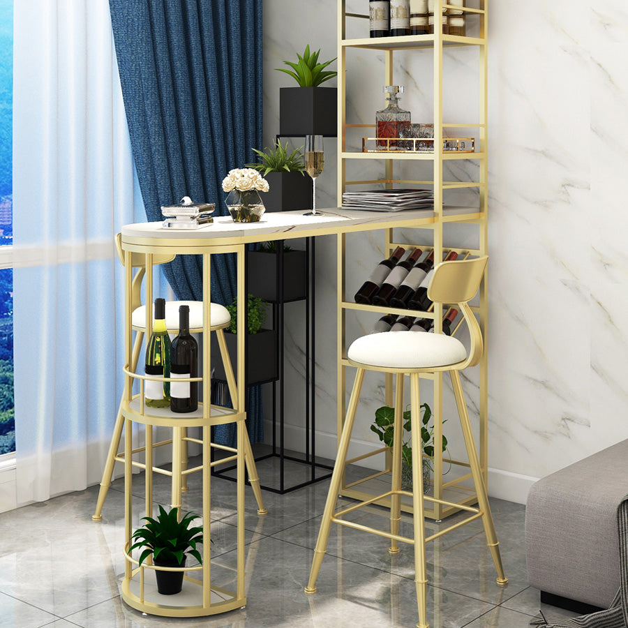 1/3 Pieces Glam Gold Granite Top Metal Frame Indoor Bar Table Set
