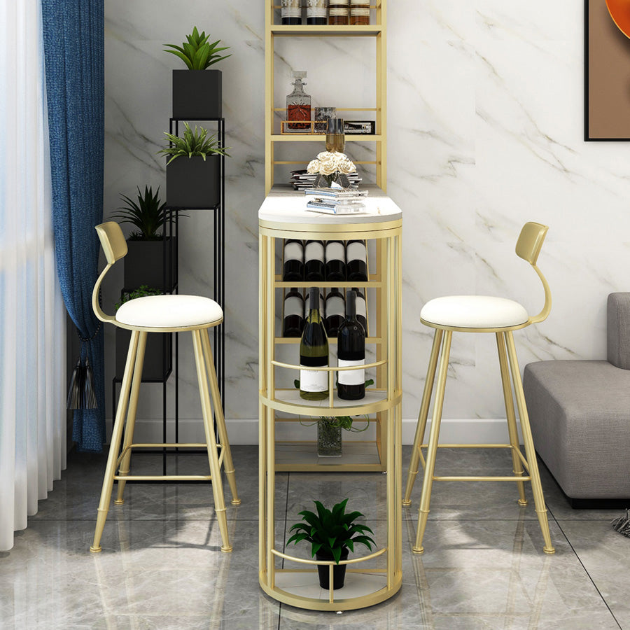 1/3 Pieces Glam Gold Granite Top Metal Frame Indoor Bar Table Set
