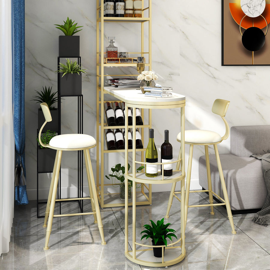 1/3 Pieces Glam Gold Granite Top Metal Frame Indoor Bar Table Set
