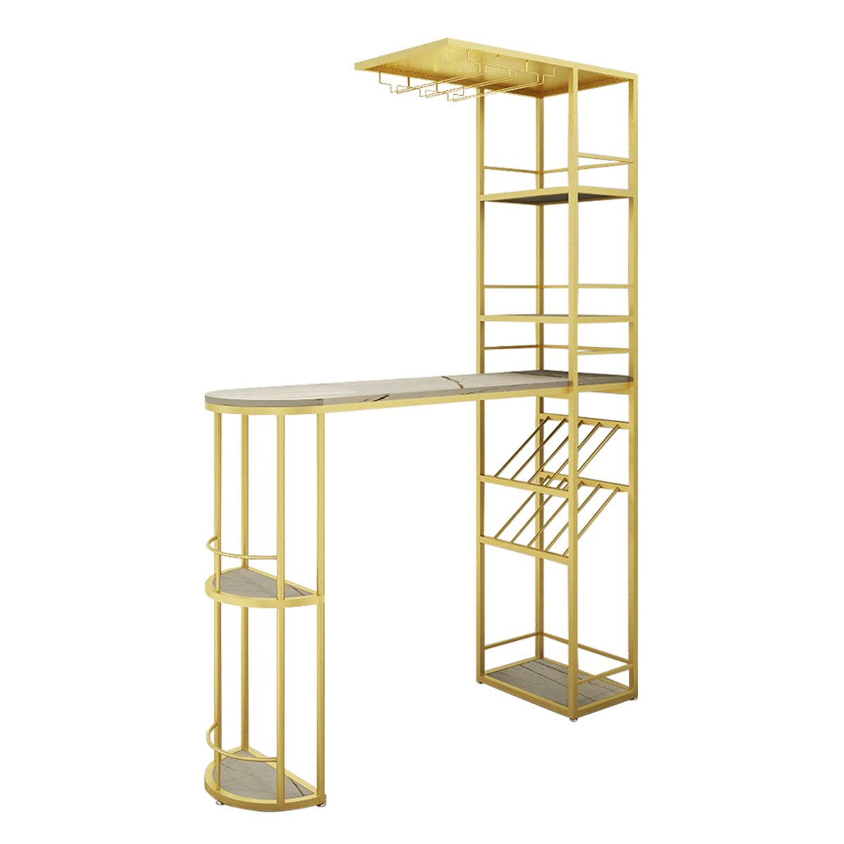 1/3 Pieces Glam Gold Granite Top Metal Frame Indoor Bar Table Set