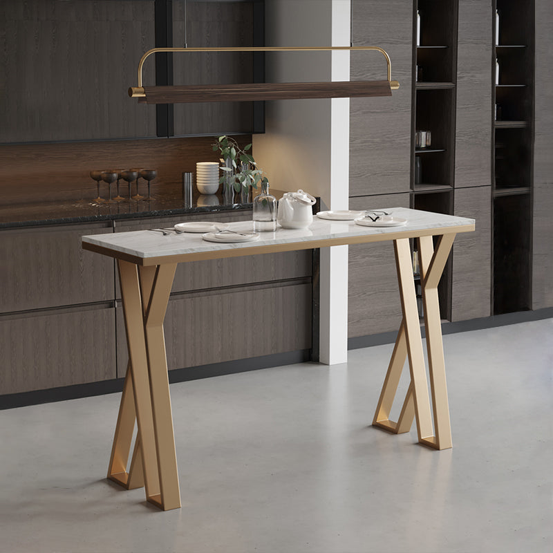 Glam Stone Bar Dining Table Rectangle Bar Table for Cafe And Bar