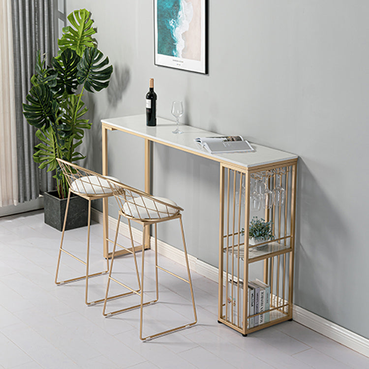 Rectangle Counter Wine Table Faux Marble Counter Height Dining Table