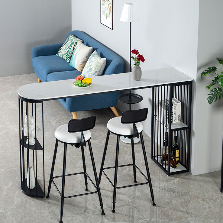 Modern Pub Height Dining Table White and Black Counter Height Table