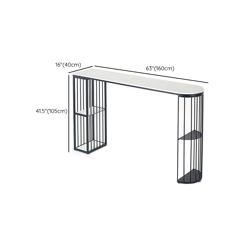 Modern Pub Height Dining Table White and Black Counter Height Table