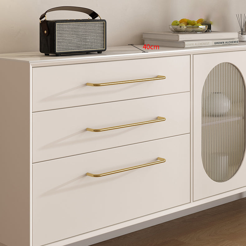 Glam Buffet Table Stone Sideboard Table with Doors for Kitchen