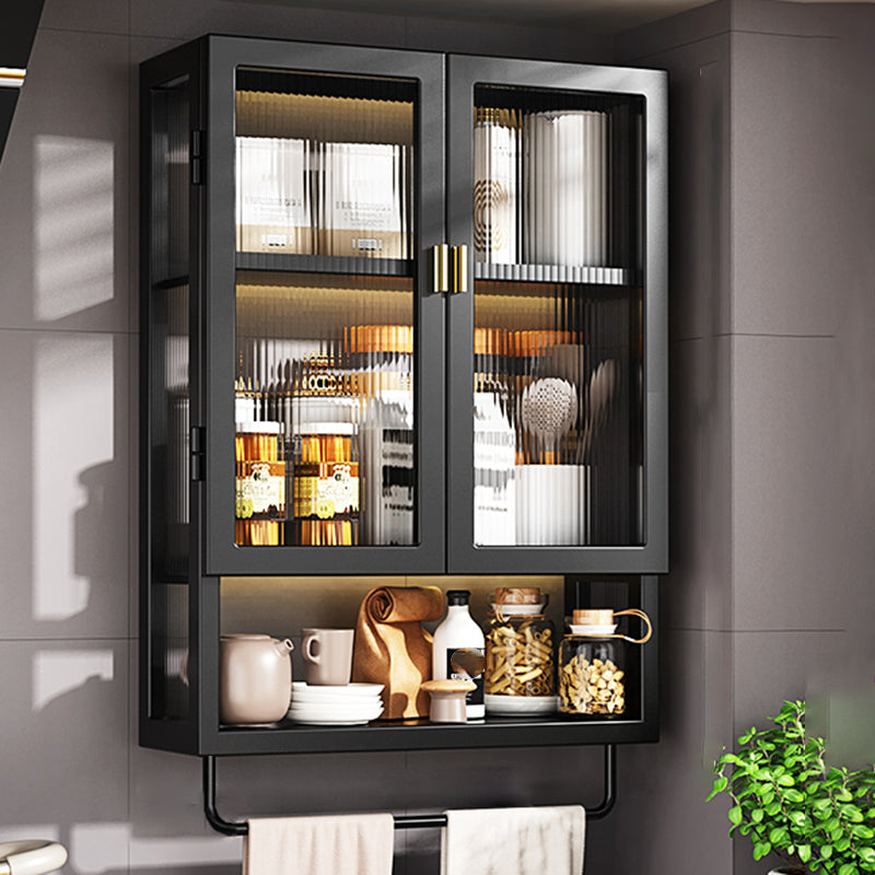 Contemporary Metal Curio Cabinet Wall Mounted Buffet Cabinet for Dining Room