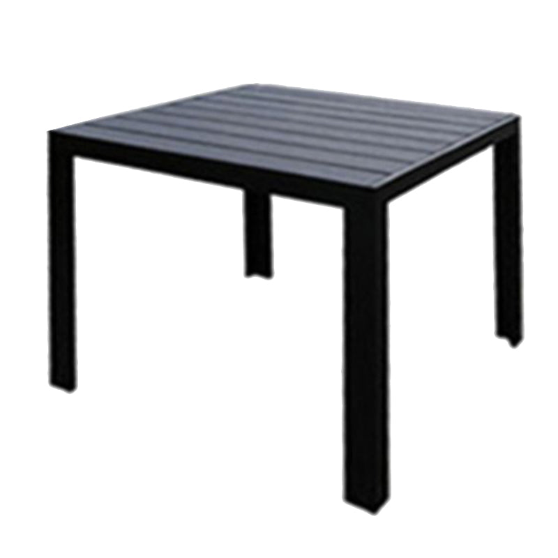 Plastic Wood Courtyard Table Set Contemporary Style with Armchairs