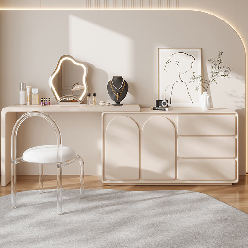 Contemporary White Lighted Mirror Bedroom With Drawer Vanity Dressing Table