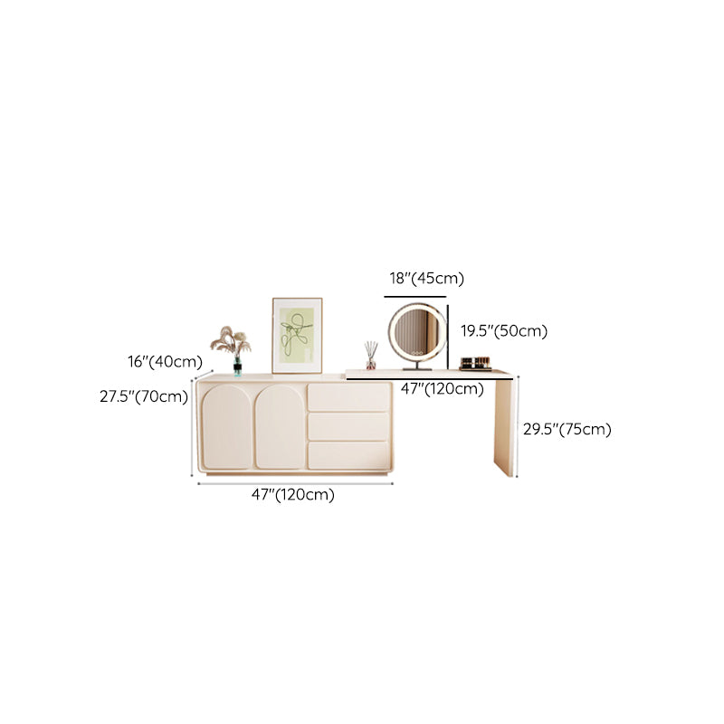 Contemporary White Lighted Mirror Bedroom With Drawer Vanity Dressing Table