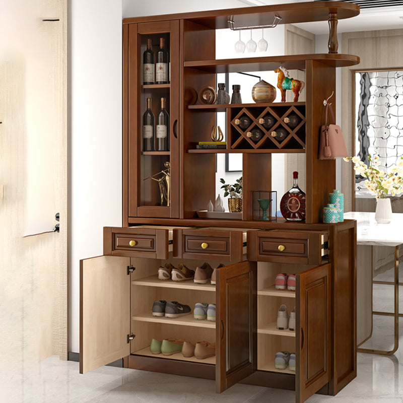 Contemporary 78.74" H Cabinet Solid Wood Accent Cabinet with Drawers and doors