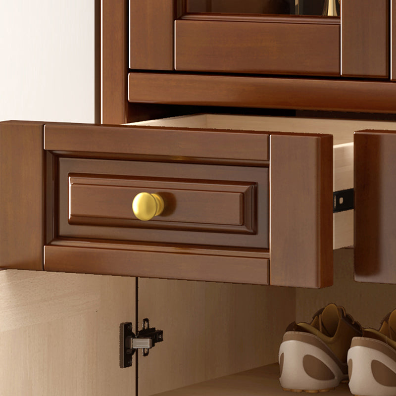 Contemporary 78.74" H Cabinet Solid Wood Accent Cabinet with Drawers and doors