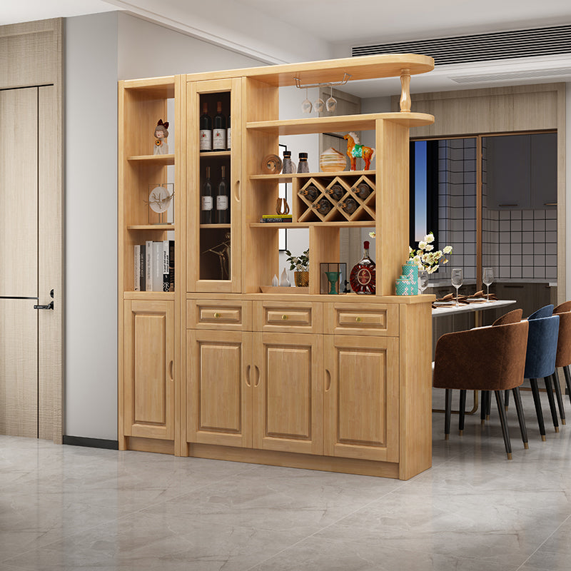 Contemporary 78.74" H Cabinet Solid Wood Accent Cabinet with Drawers and doors