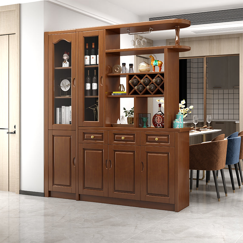 Contemporary 78.74" H Cabinet Solid Wood Accent Cabinet with Drawers and doors
